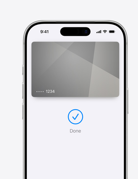 Osaline iPhone'i ekraan, kus on näidatud Mastercardi kasutamist Apple Pays