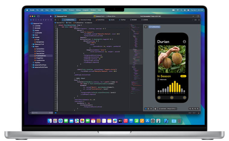 En åpen Mac med Xcode-appen.