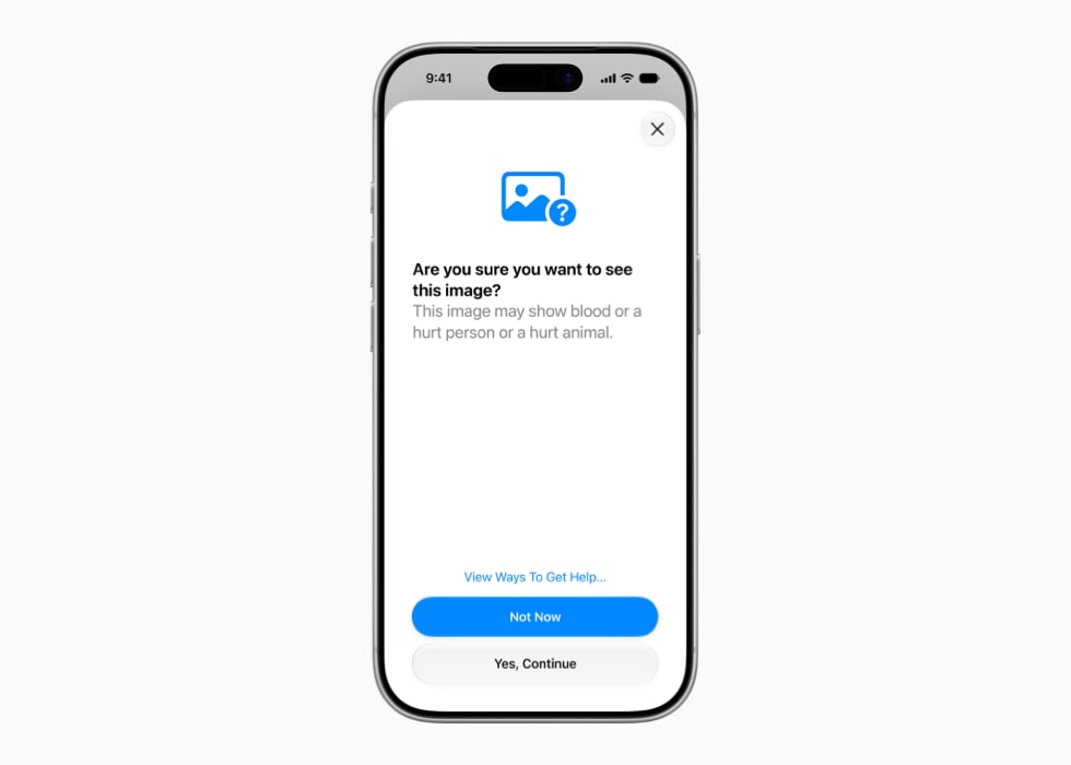 A tela do iPhone 17 Pro mostra a mensagem “Tem certeza de que deseja ver esta imagem?”