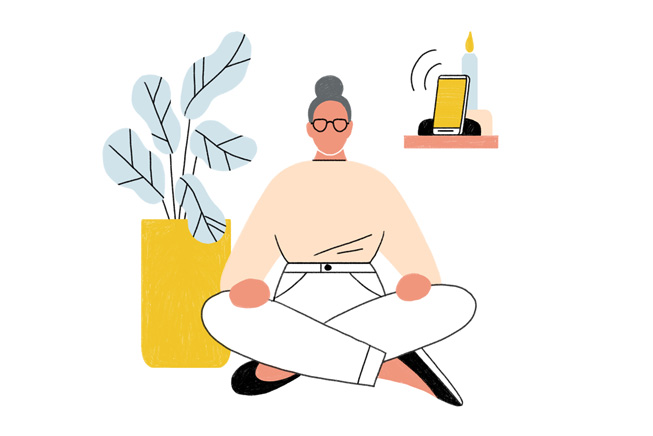 Illustration af en kvinde, der mediterer.