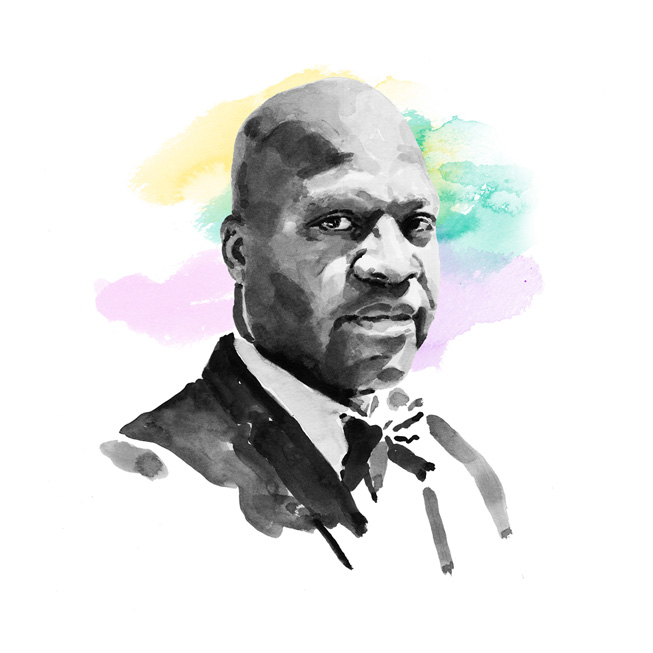 Portrait de Michael Torrence à l’aquarelle.