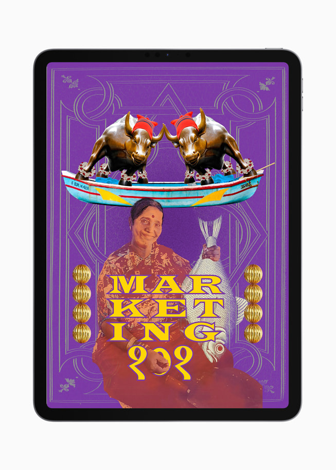 L’illustration Marketing १0१ (Marketing 101) sur iPad Pro.