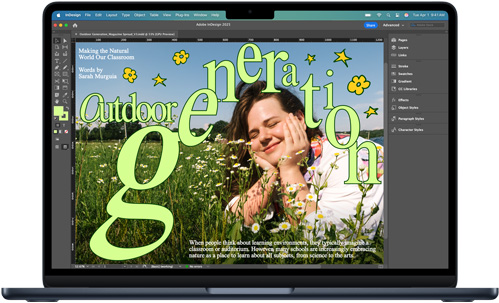 MacBook Air 正展示 Adobe InDesign app