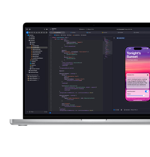Un écran affichant du code dans l’app Xcode