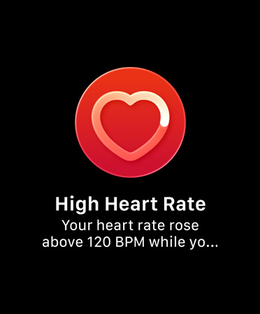 Notificación de frecuencia cardiaca, círculo rojo, icono de corazón en el centro