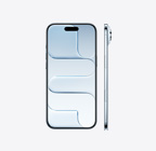 iPhone Air, front exterior, sky blue colour, Dynamic Island centered at top, side exterior, very thin profile, side button, Camera Control button