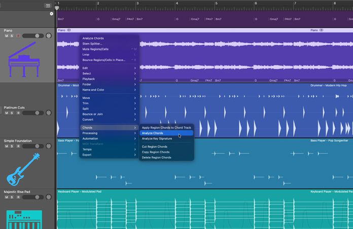 ตัวควบคุม Chord Track, เครื่องมือสำหรับวิเคราะห์คอร์ดเพื่อนำไปใช้กับ Chord Track