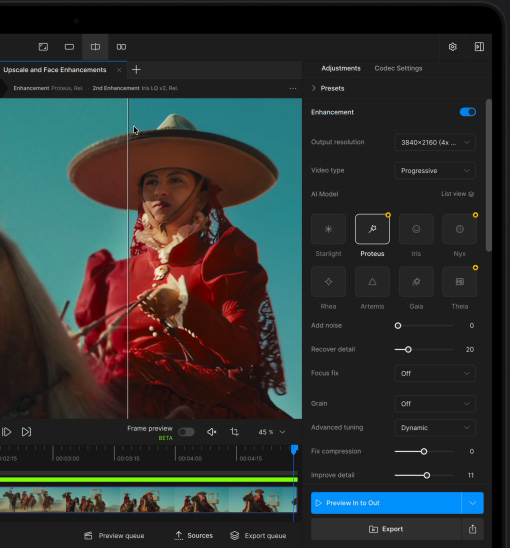 MacBook Pron näytöllä videon laatua parannetaan tekoälyn avulla Topaz Video-apilla