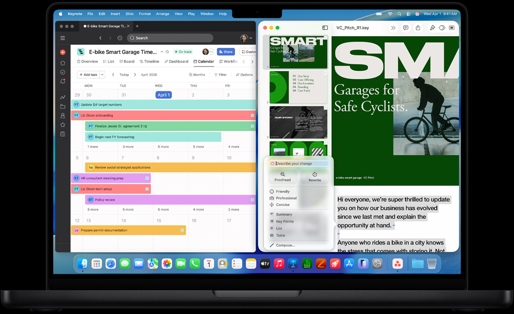 Tela do MacBook Pro mostrando o Asana e o Keynote