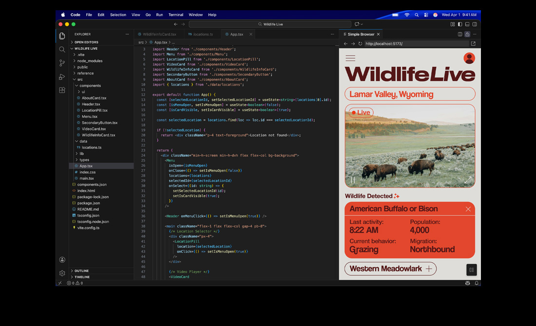Pantalla de un MacBook Pro que muestra la programación de una app con Visual Studio Code